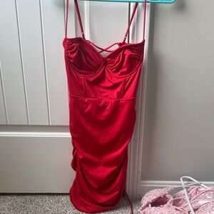 Women’s Lucy in the sky red mini corset dress tie back size medium